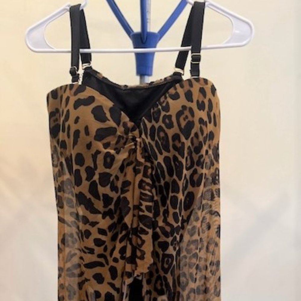 Woman's Ralph Lauren Black and Animal Print Fly Away One Piece Bathing Suit
